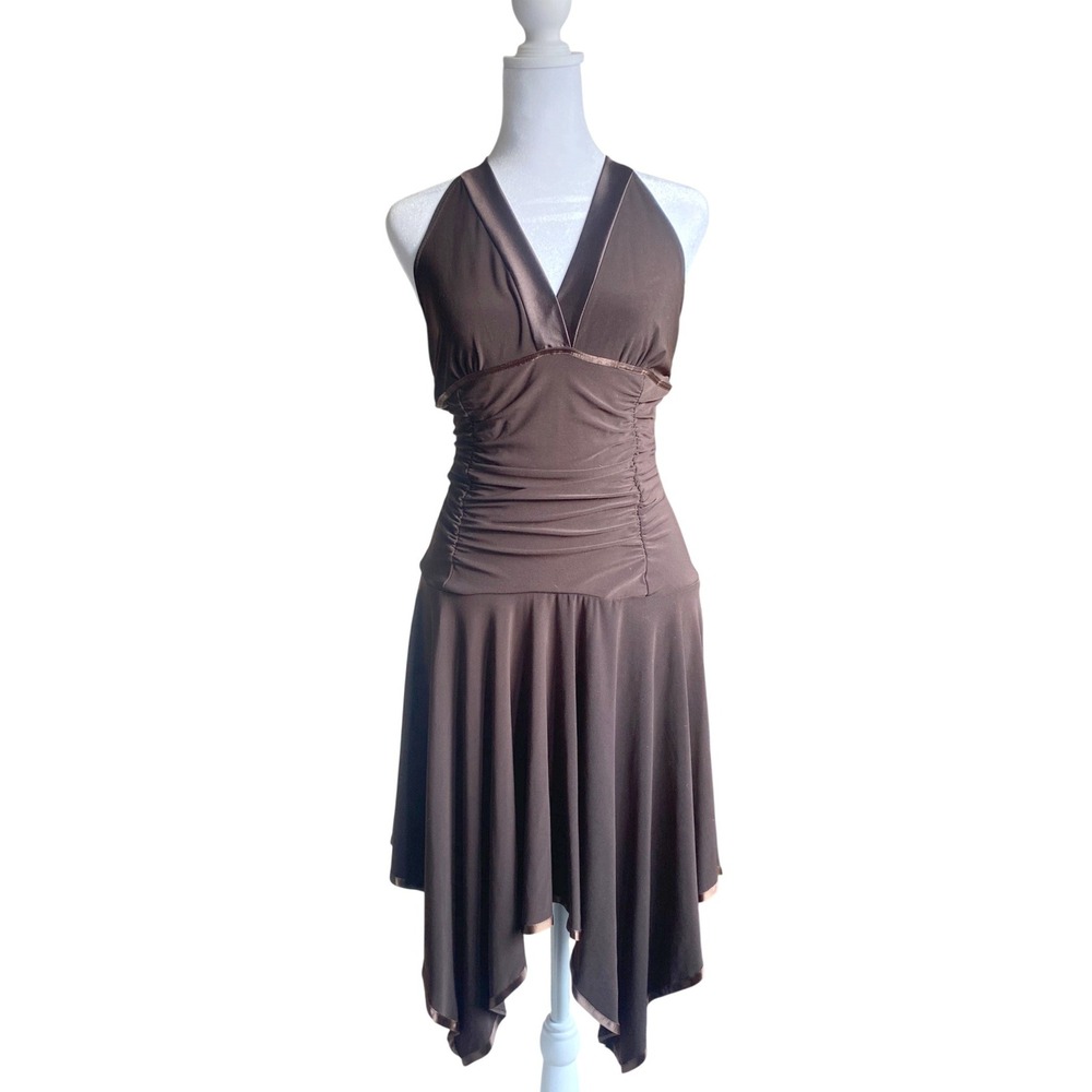 Y2K Taboo Halter Handkerchief Hem Ruched Midi Dress Medium Fairy‎ Grunge Femme